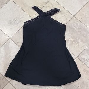 HALARA Black Cross-Strap Sport Mini Dress with Eyelet Detail With Bra And Short.